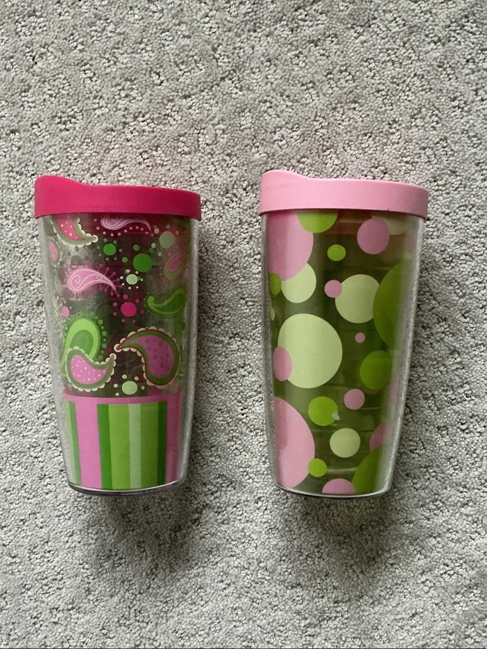 tervis 16 oz tumbler pink and green patterned travel tumblers (set of 2)